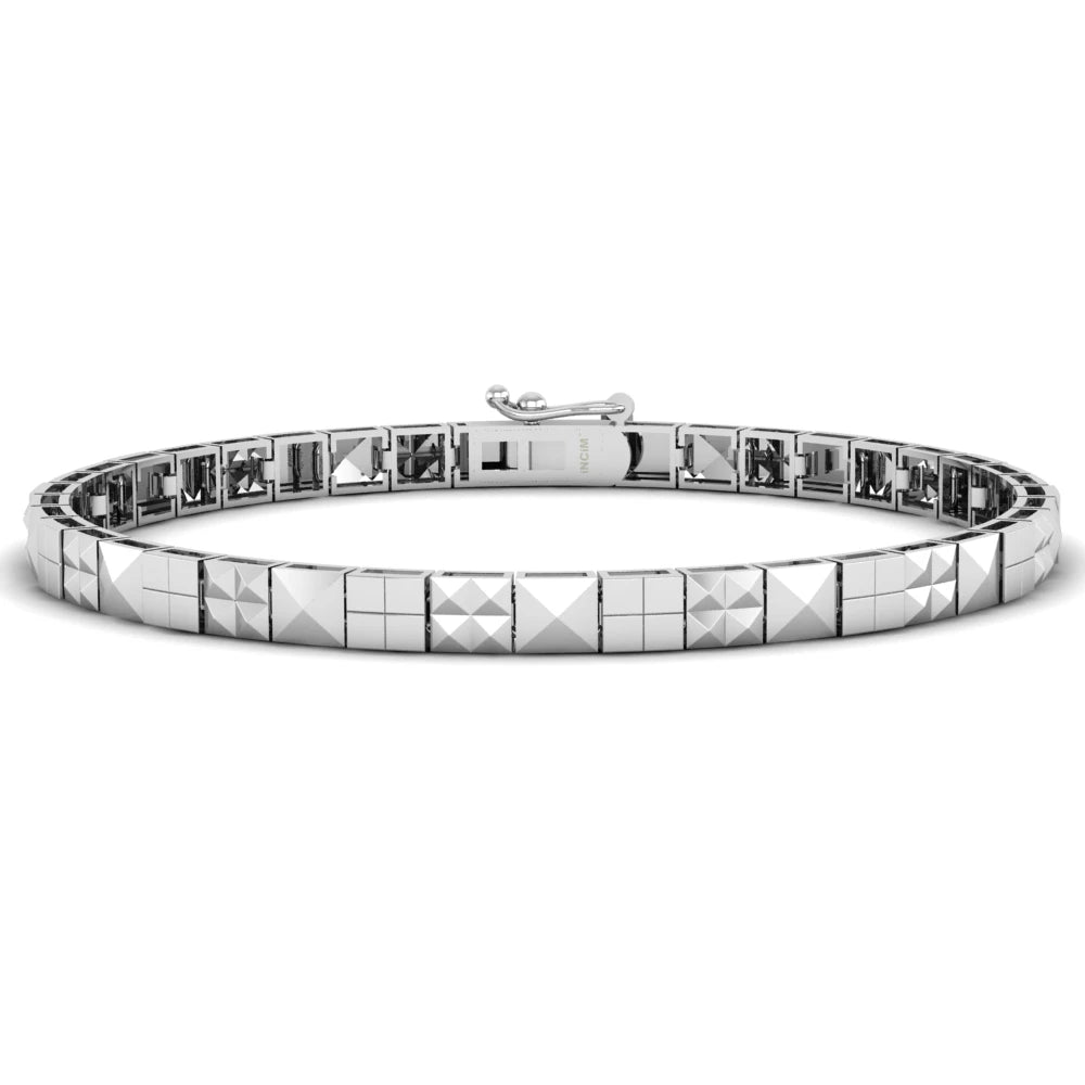 Pargold Solid Gold Facet Array Geometric Bracelet -Silver_Static_Silver