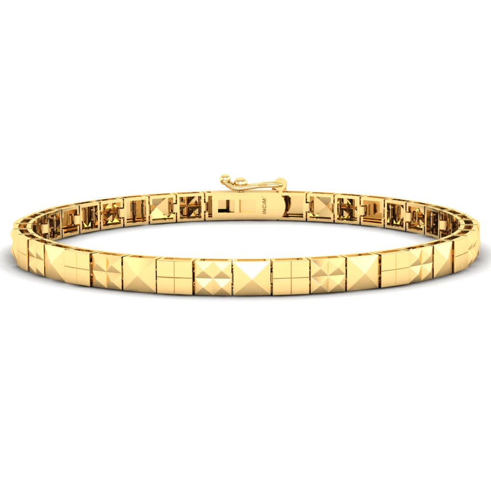 Pargold Solid Gold Facet Array Geometric Bracelet -Gold_Static_Gold