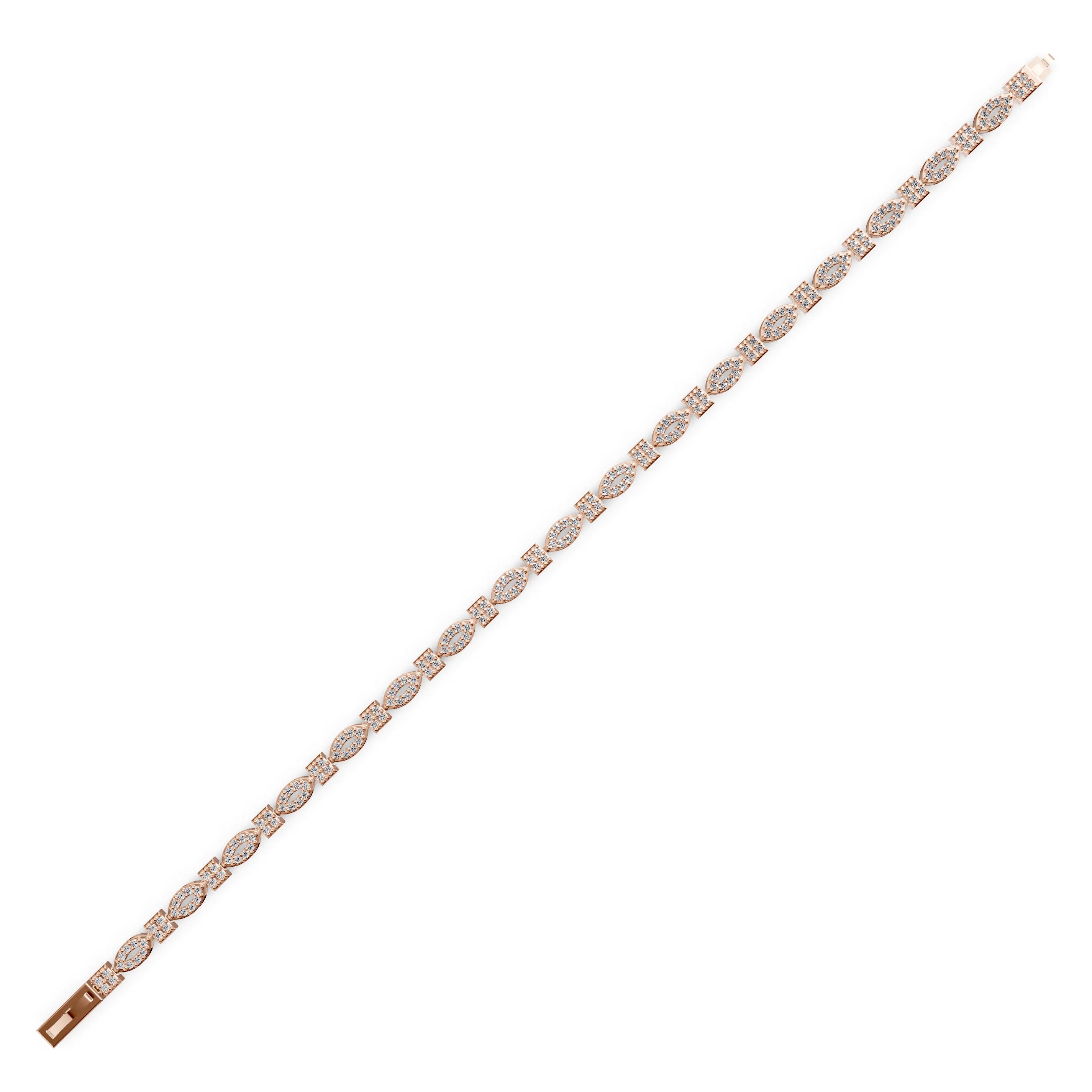 Pargold Solid Gold Dazzle o Dine Petal Link Bracelet -Rose_Diamond_Diamond_Static_Rose