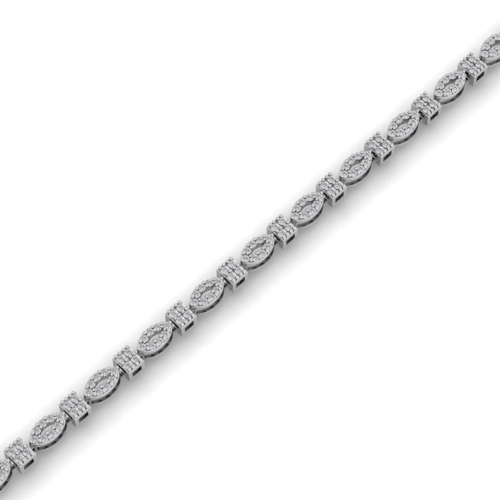 Pargold Solid Gold Dazzle o Dine Petal Link Bracelet -Silver_Diamond_Diamond_Static_Silver