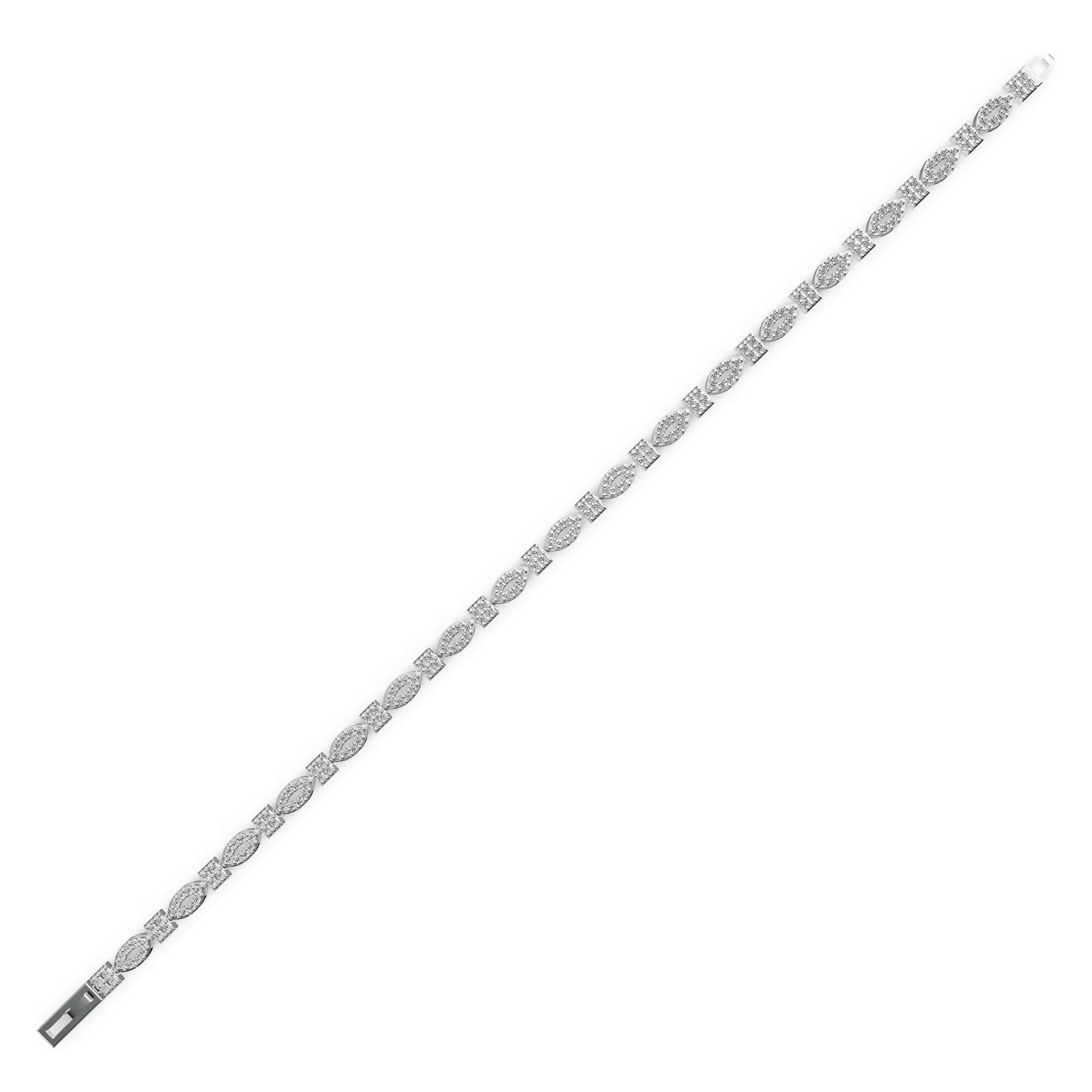 Pargold Solid Gold Dazzle o Dine Petal Link Bracelet -Silver_Diamond_Diamond_Static_Silver