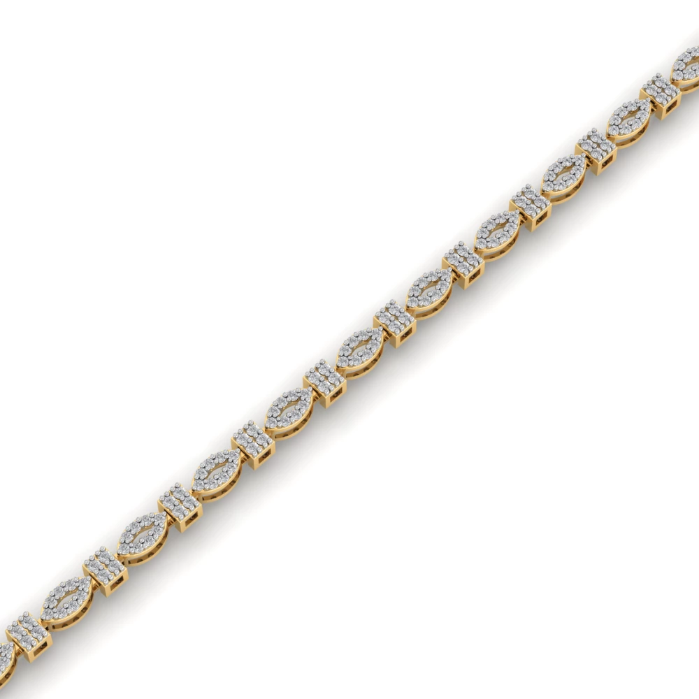 Pargold Solid Gold Dazzle o Dine Petal Link Bracelet -Gold_Diamond_Diamond_Static_Gold