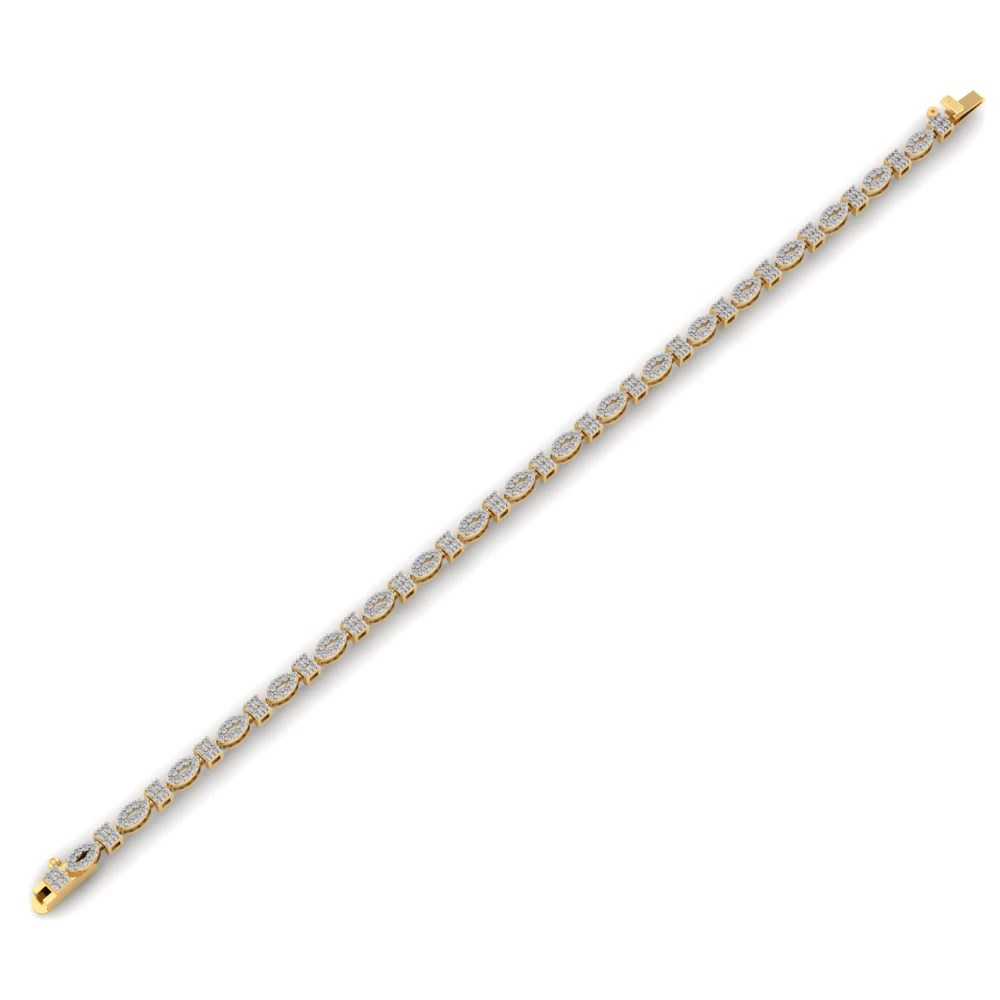 Pargold Solid Gold Dazzle o Dine Petal Link Bracelet -Gold_Diamond_Diamond_Static_Gold