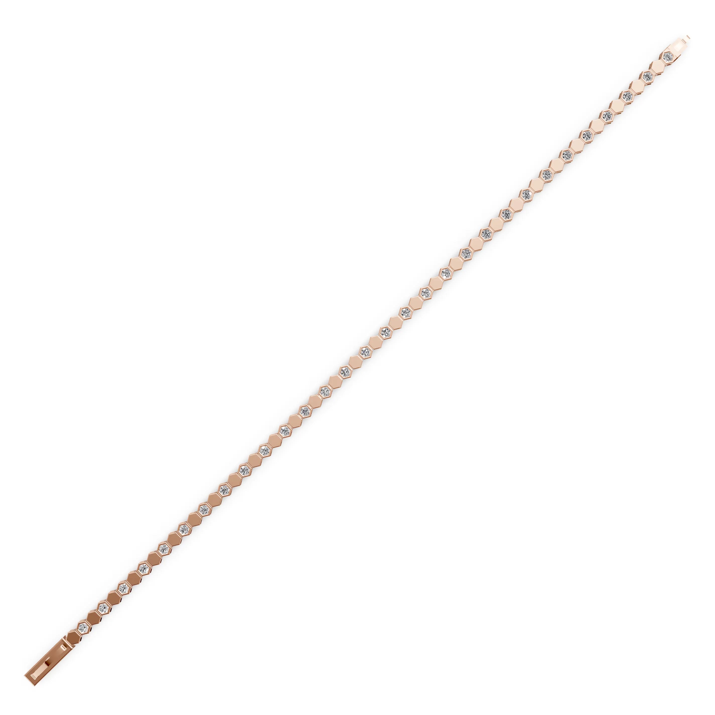 Pargold Solid Gold Glam Hexa Glint Bracelet -Rose_Diamond_Diamond_Static_Rose