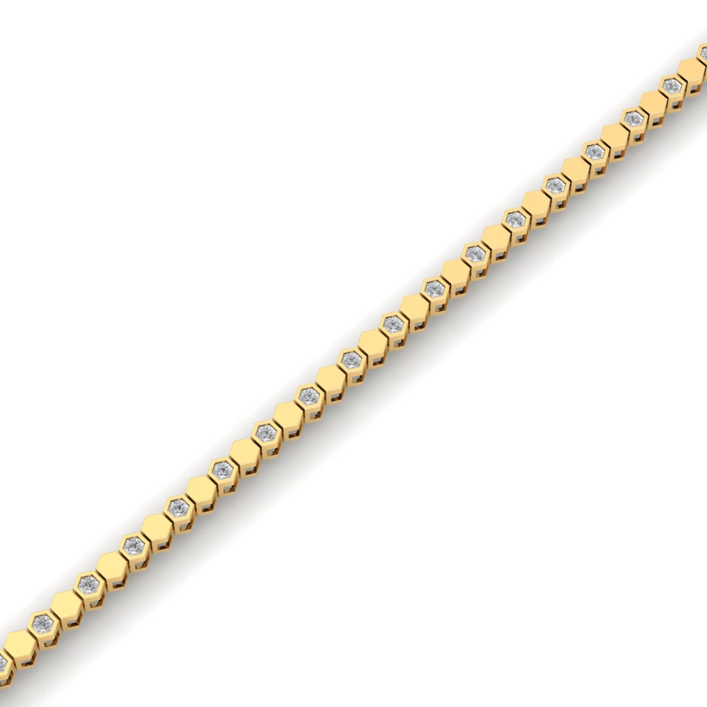 Pargold Solid Gold Glam Hexa Glint Bracelet -Gold_Diamond_Diamond_Static_Gold