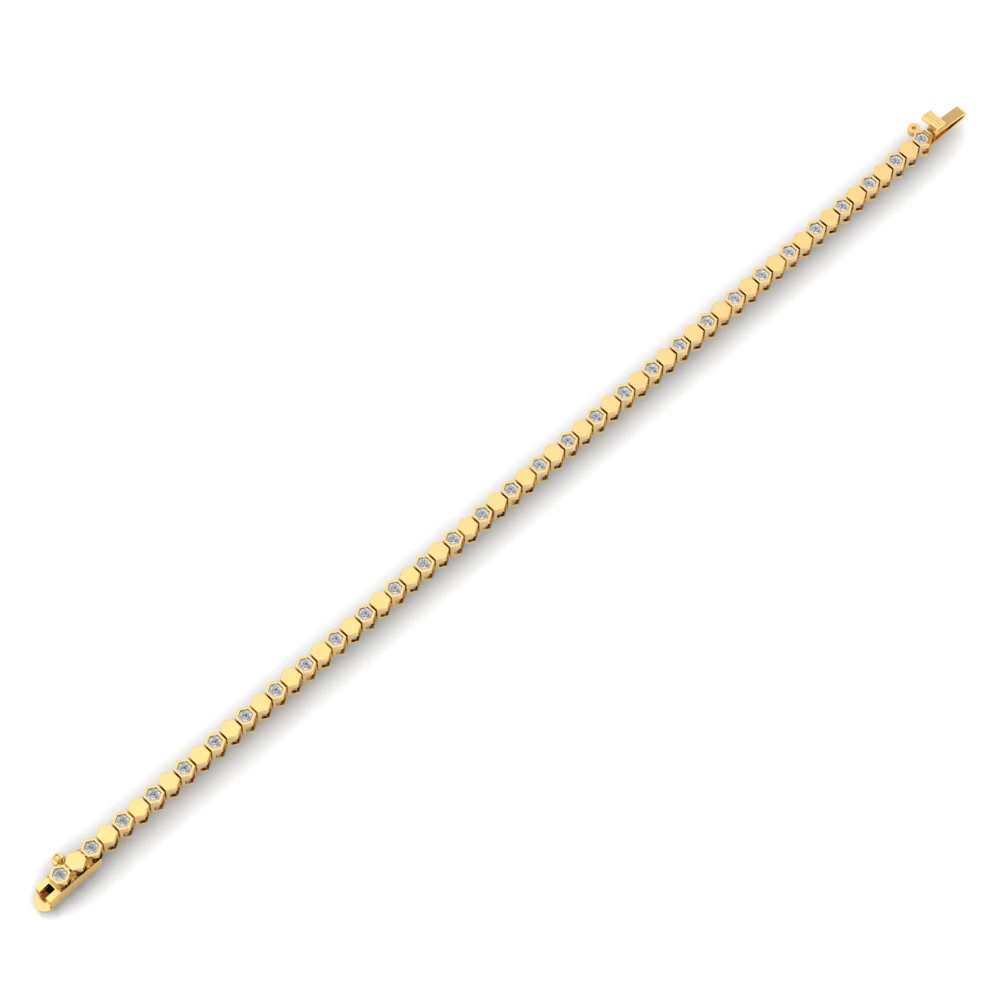 Pargold Solid Gold Glam Hexa Glint Bracelet -Gold_Diamond_Diamond_Static_Gold