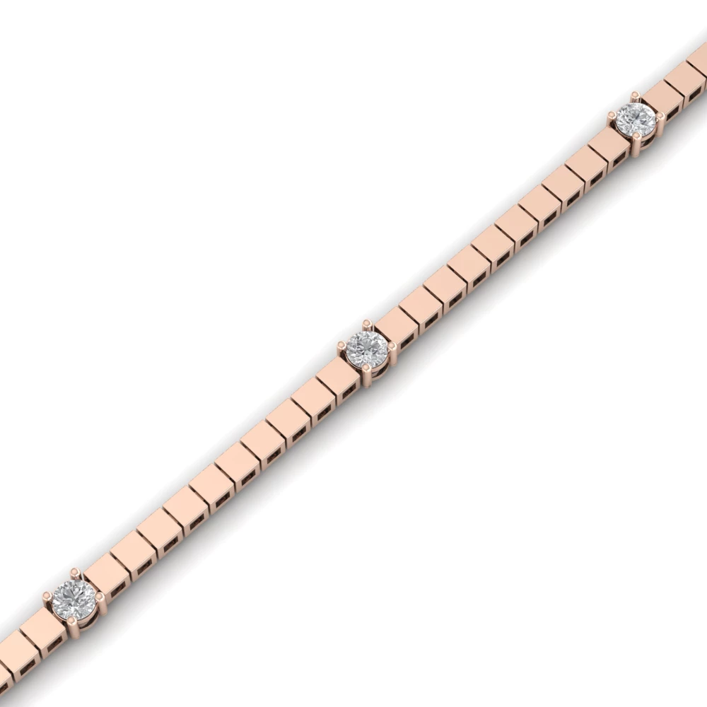 Pargold Solid Gold Solitaire Sparkle Geometric Bracelet -Rose_Diamond_Diamond_Static_Rose