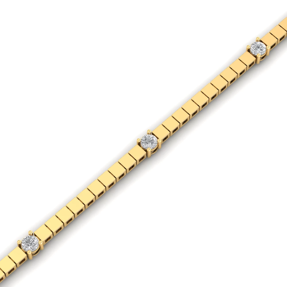 Pargold Solid Gold Solitaire Sparkle Geometric Bracelet -Gold_Diamond_Diamond_Static_Gold