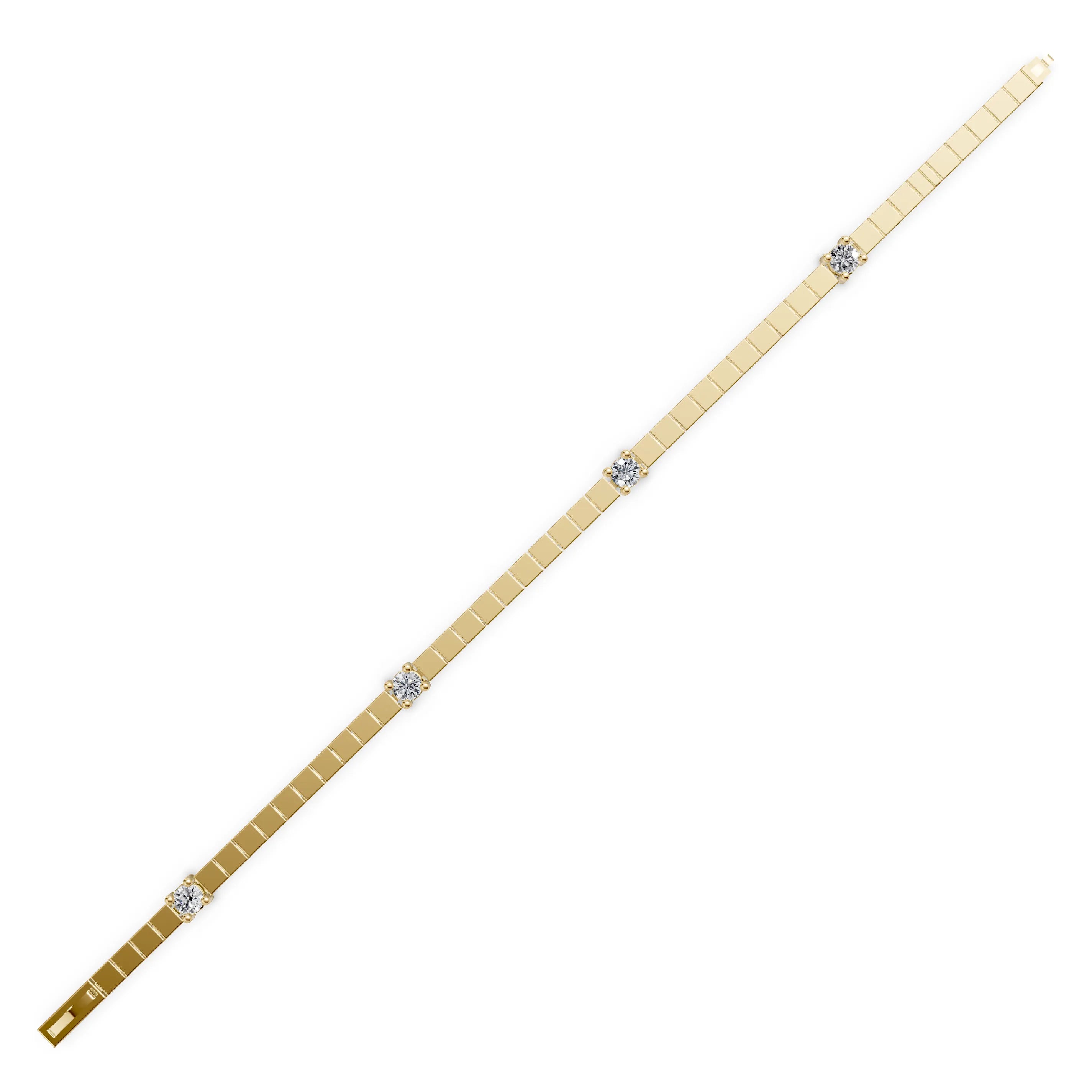 Pargold Solid Gold Solitaire Sparkle Geometric Bracelet -Gold_Diamond_Diamond_Static_Gold