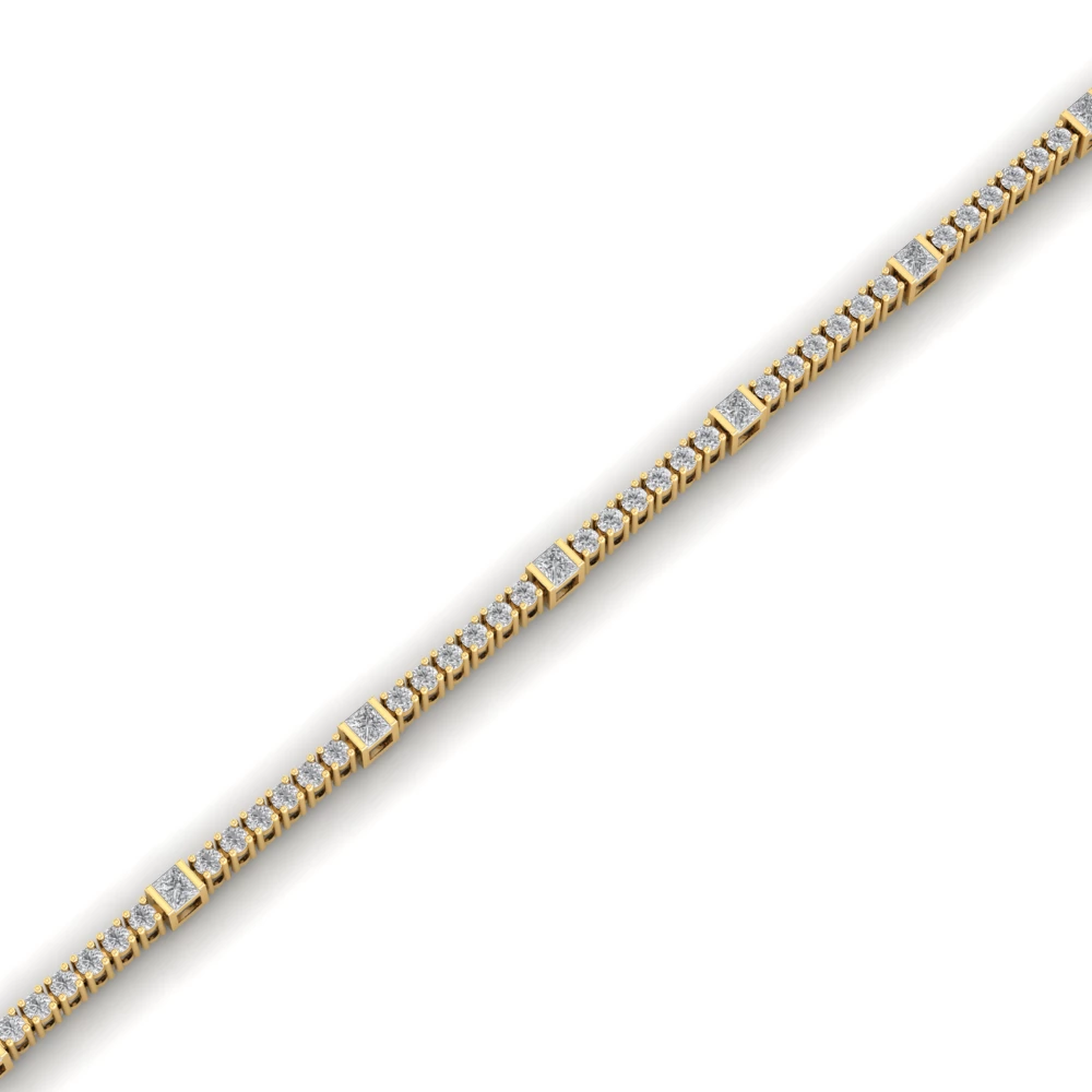 Pargold Solid Gold Gleaming Mosaic Tennis Bracelet -Gold_Diamond_Diamond_Static_Gold