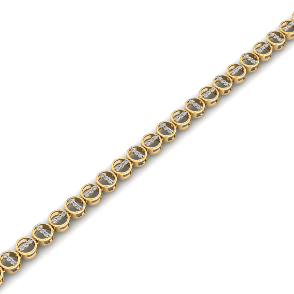 Pargold Solid Gold Golden Elegance Tennis Bracelet -Gold_Diamond_Diamond_Static_Gold