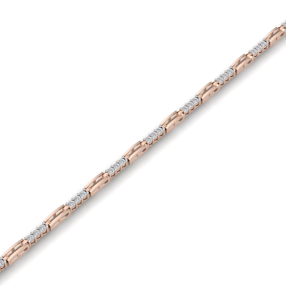 Pargold Solid Gold Sleek Radiance Gemstone Bracelet -Rose_Diamond_Diamond_Static_Rose