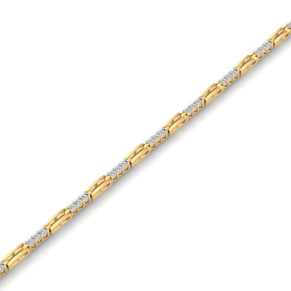 Pargold Solid Gold Sleek Radiance Gemstone Bracelet -Gold_Diamond_Diamond_Static_Gold