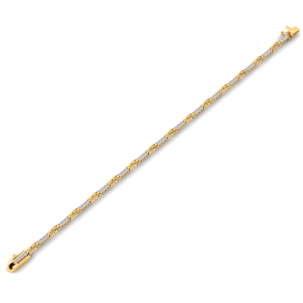 Pargold Solid Gold Sleek Radiance Gemstone Bracelet -Gold_Diamond_Diamond_Static_Gold