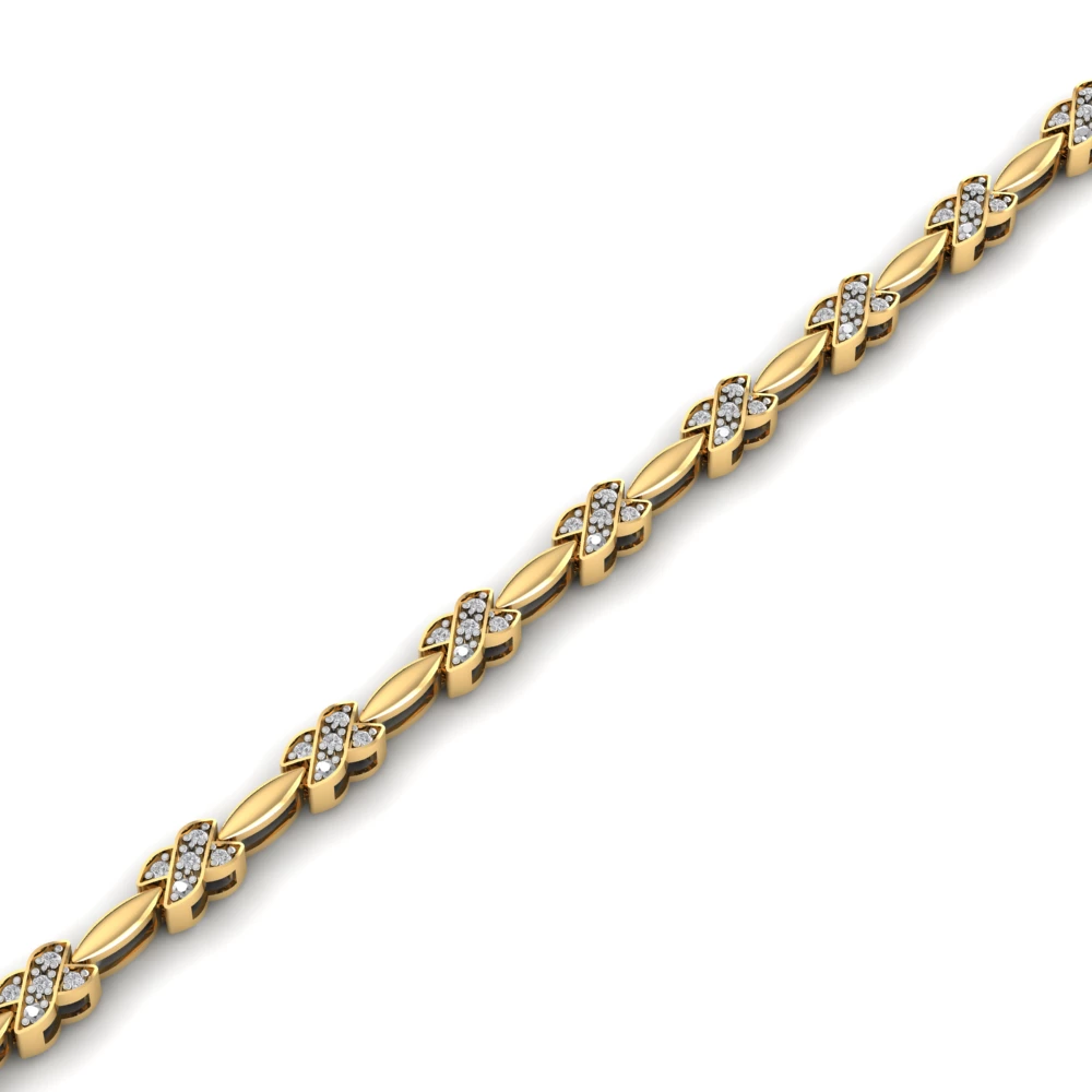 Pargold Solid Gold Floral Finesse Gemstone Bracelet -Gold_Diamond_Diamond_Static_Gold