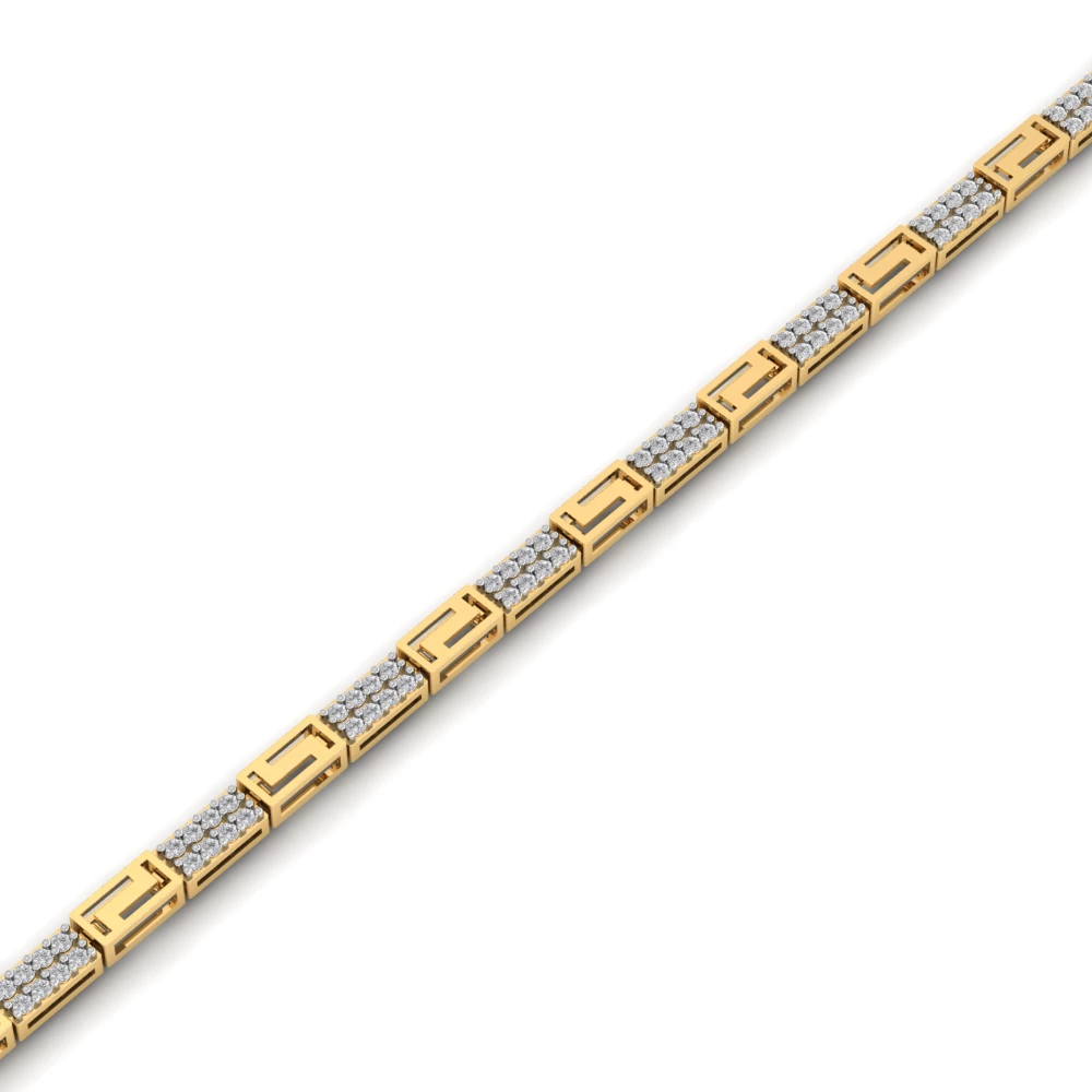 Pargold Solid Gold Geometric Glamour Gemstone Bracelet -Gold_Diamond_Diamond_Static_Gold