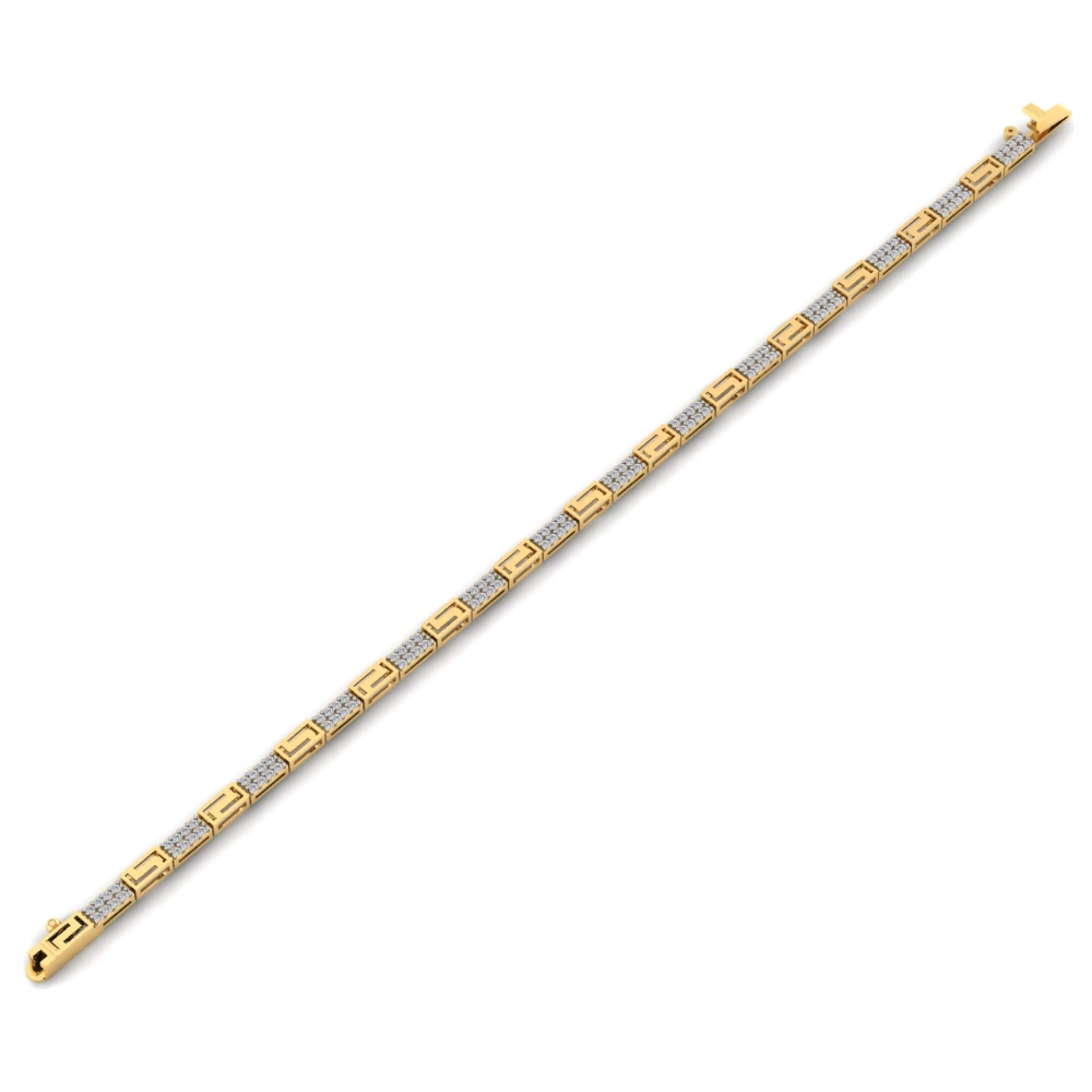 Pargold Solid Gold Geometric Glamour Gemstone Bracelet -Gold_Diamond_Diamond_Static_Gold