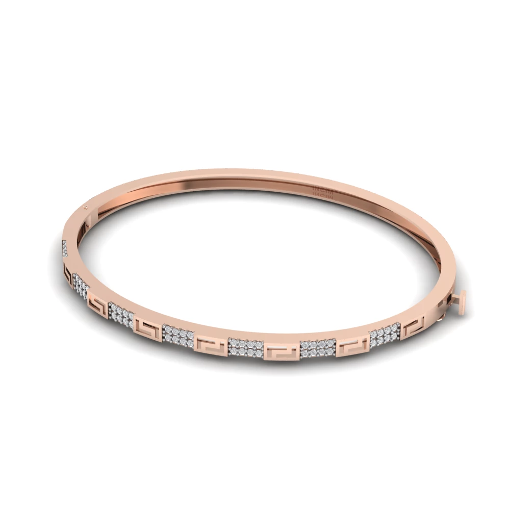 Pargold Solid Gold Geometric Grace Gemstone Bangle -Rose_Diamond_Diamond_Static_Rose