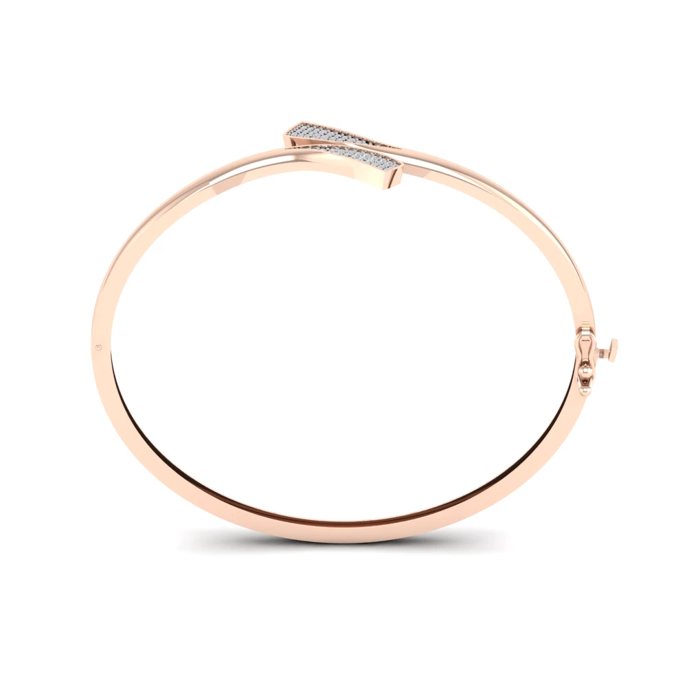 Pargold Solid Gold Sleek Elegance Gemstone Bangle Bracelet -Rose_Diamond_Diamond_Static_Rose