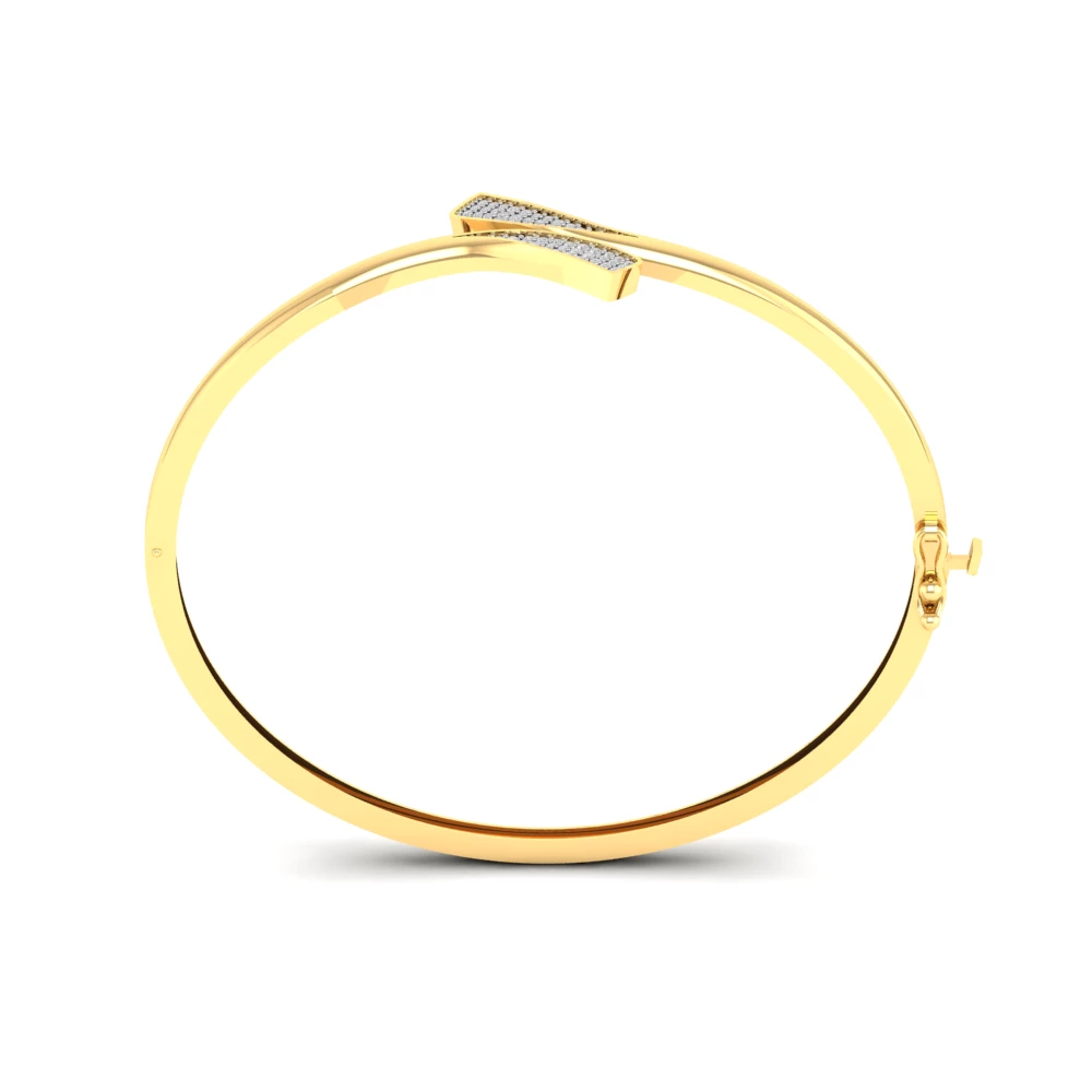 Pargold Solid Gold Sleek Elegance Gemstone Bangle Bracelet -Gold_Diamond_Diamond_Static_Gold