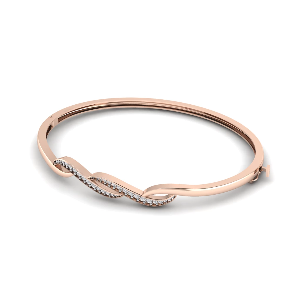 Pargold Solid Gold Golden Twist Sparkle Bangle  -Rose_Diamond_Diamond_Static_Rose