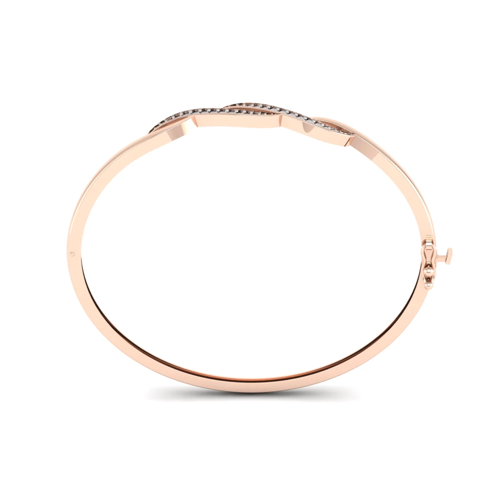 Pargold Solid Gold Golden Twist Sparkle Bangle  -Rose_Diamond_Diamond_Static_Rose