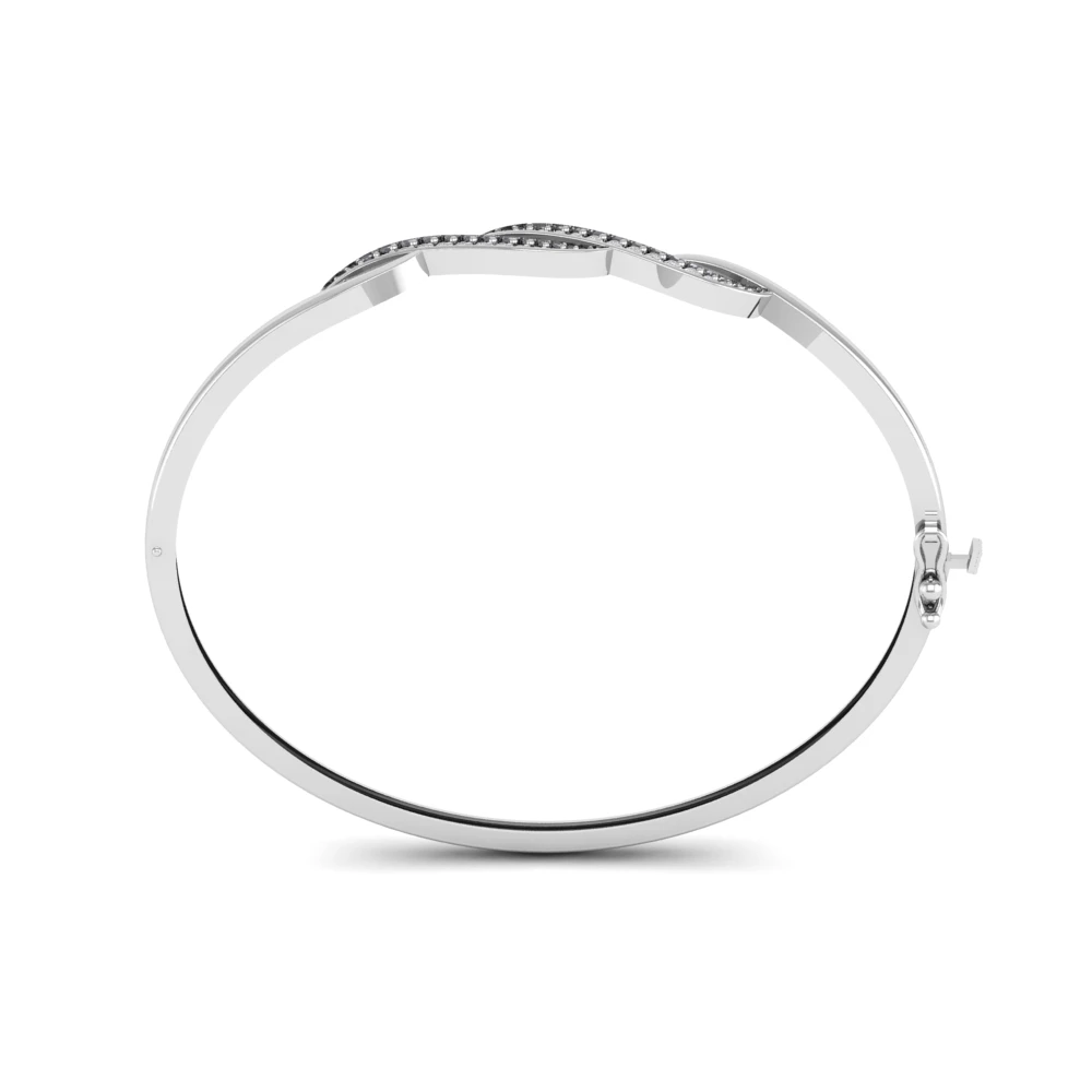 Pargold Solid Gold Golden Twist Sparkle Bangle  -Silver_Diamond_Diamond_Static_Silver