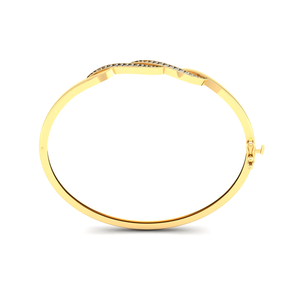 Pargold Solid Gold Golden Twist Sparkle Bangle  -Gold_Diamond_Diamond_Static_Gold