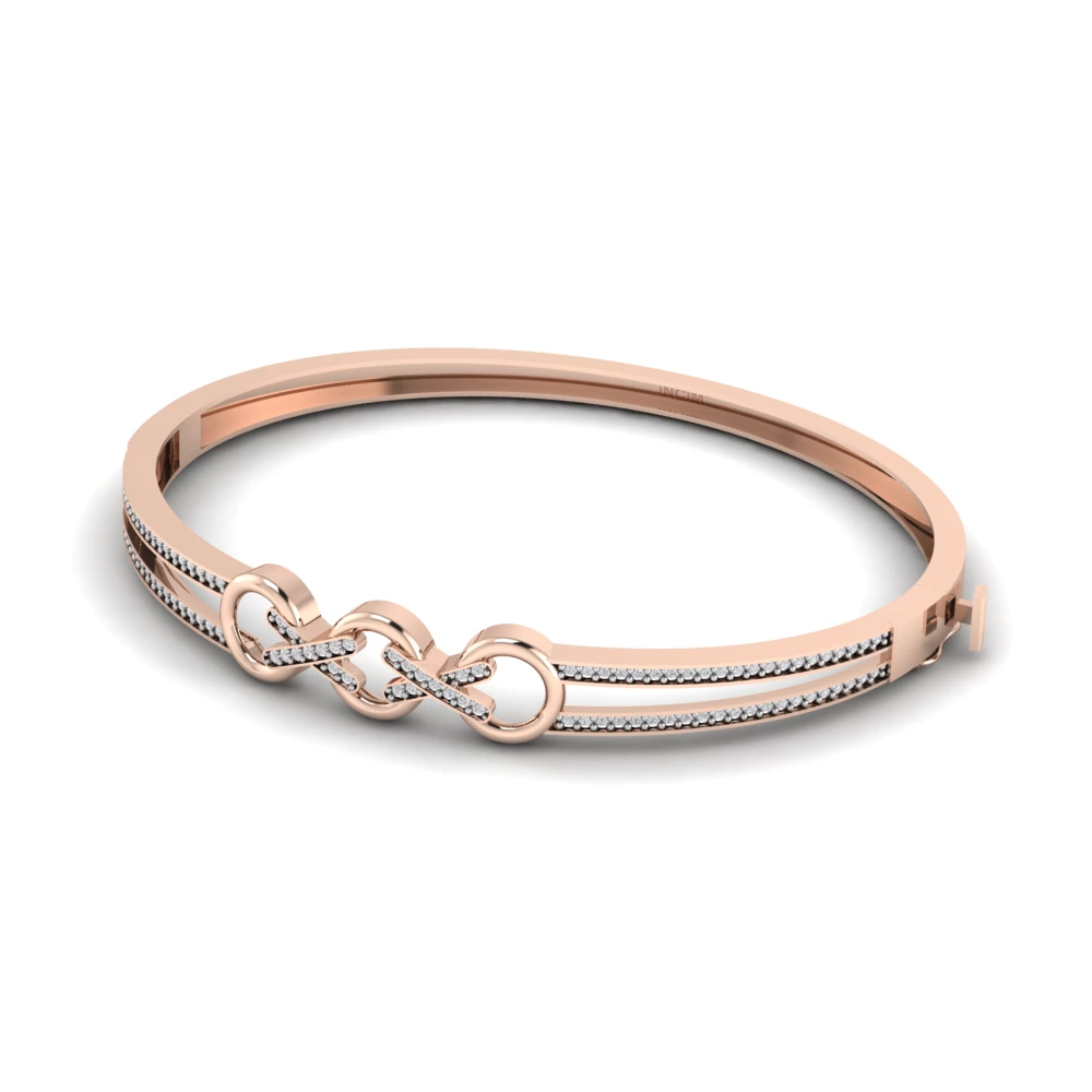 Pargold Solid Gold Golden Chainlink Spark Bangle -Rose_Diamond_Diamond_Static_Rose