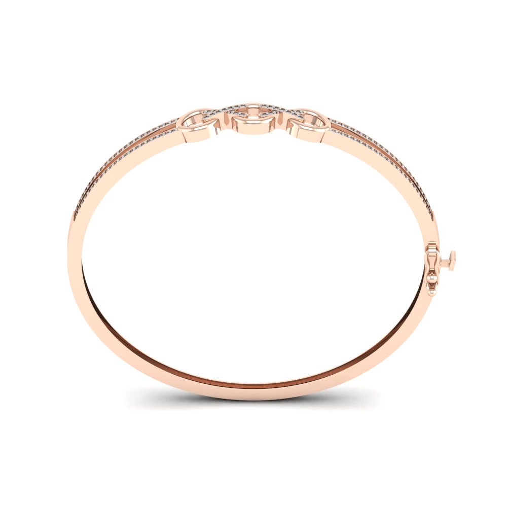 Pargold Solid Gold Golden Chainlink Spark Bangle -Rose_Diamond_Diamond_Static_Rose