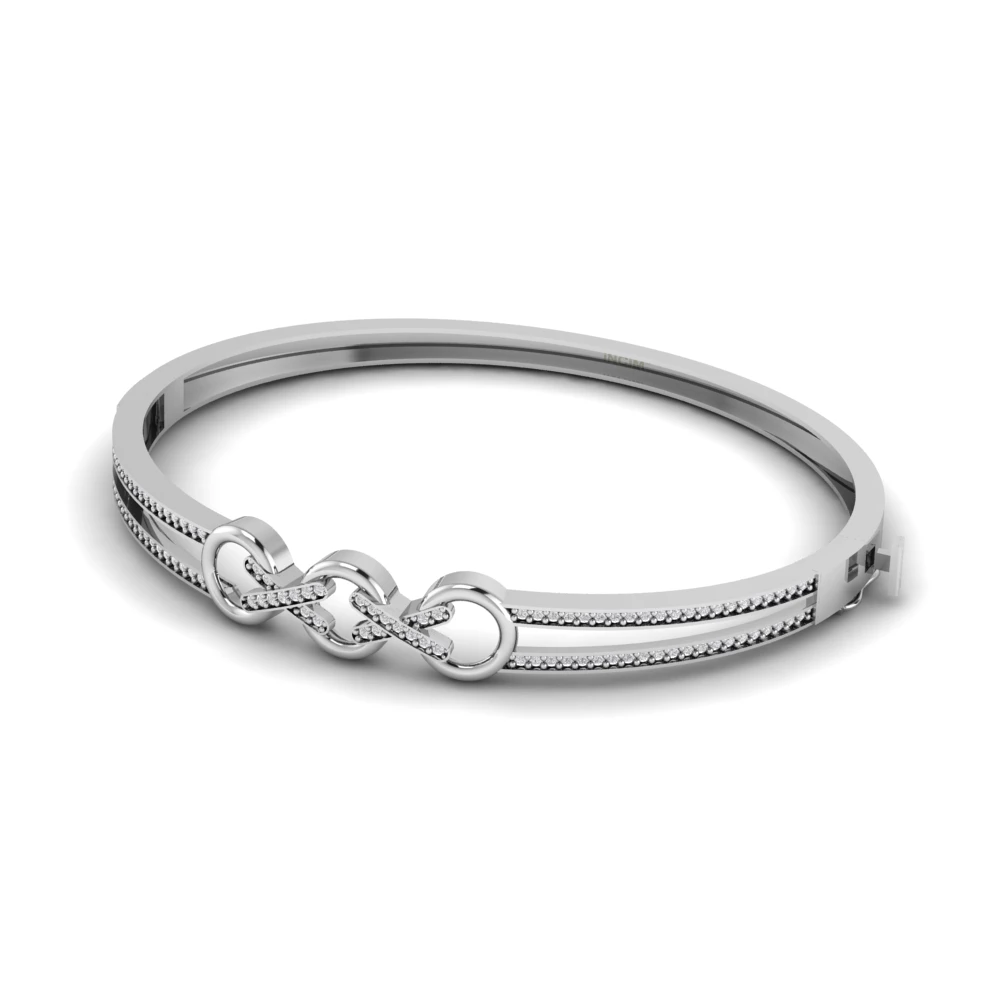 Pargold Solid Gold Golden Chainlink Spark Bangle -Silver_Diamond_Diamond_Static_Silver