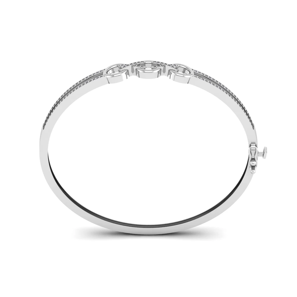 Pargold Solid Gold Golden Chainlink Spark Bangle -Silver_Diamond_Diamond_Static_Silver