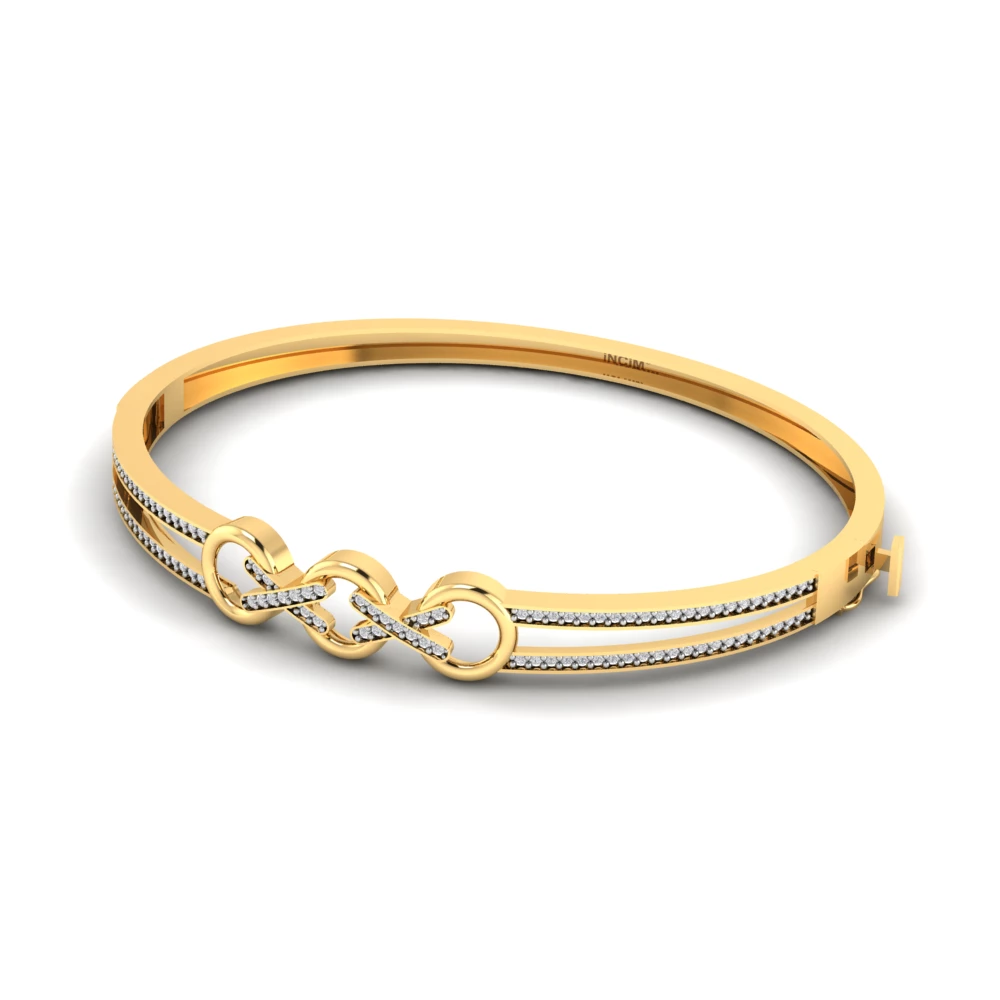 Pargold Solid Gold Golden Chainlink Spark Bangle -Gold_Diamond_Diamond_Static_Gold