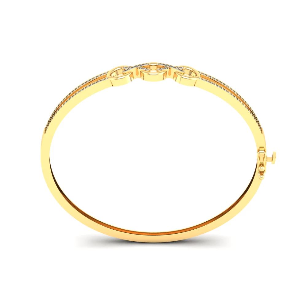 Pargold Solid Gold Golden Chainlink Spark Bangle -Gold_Diamond_Diamond_Static_Gold