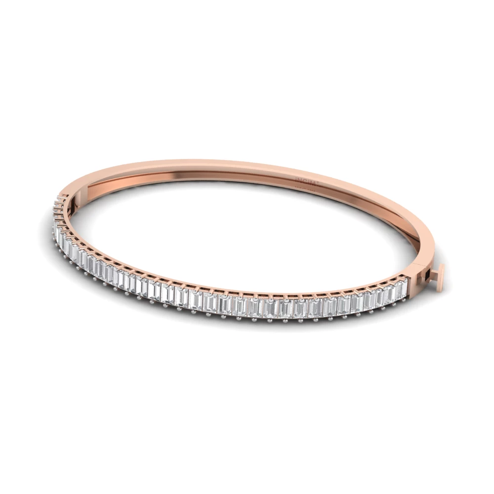 Pargold Solid Gold Golden Horizon Line Bangle -Rose_Diamond_Diamond_Static_Rose