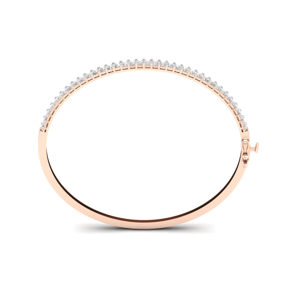 Pargold Solid Gold Golden Horizon Line Bangle -Rose_Diamond_Diamond_Static_Rose