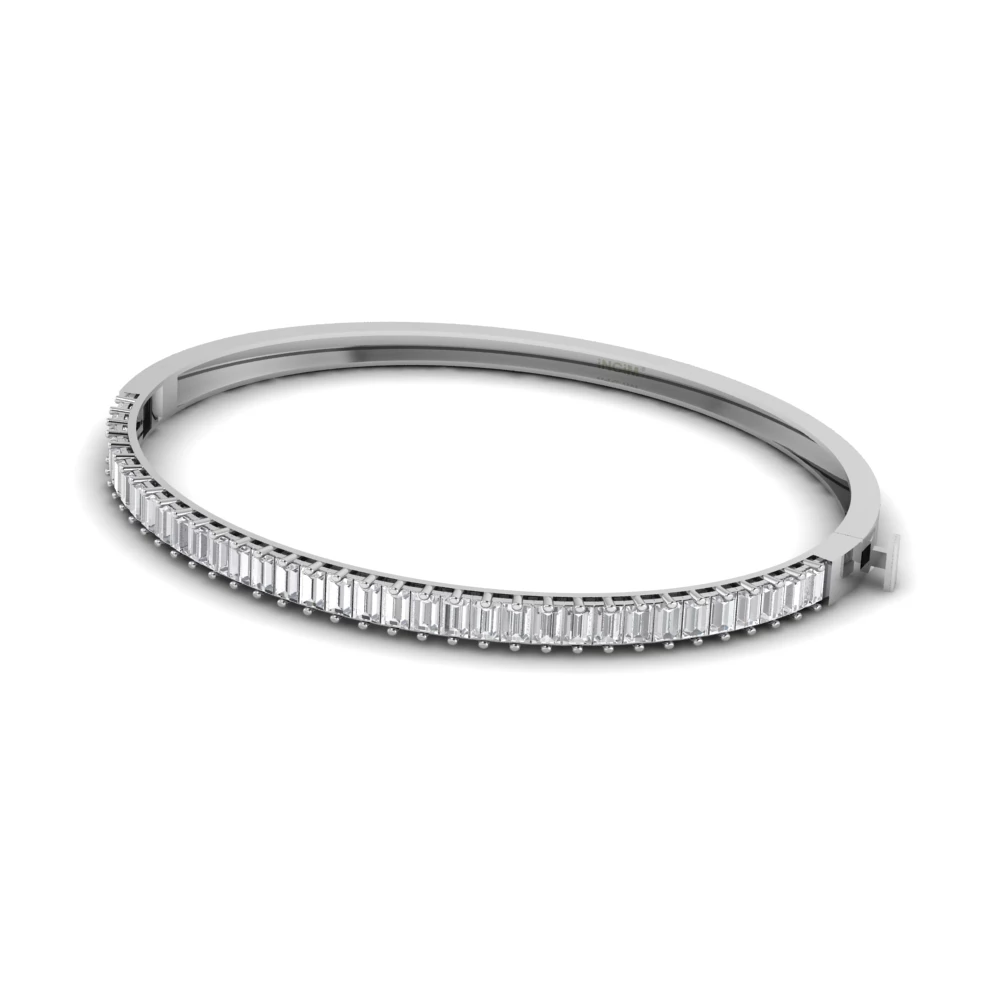 Pargold Solid Gold Golden Horizon Line Bangle -Silver_Diamond_Diamond_Static_Silver