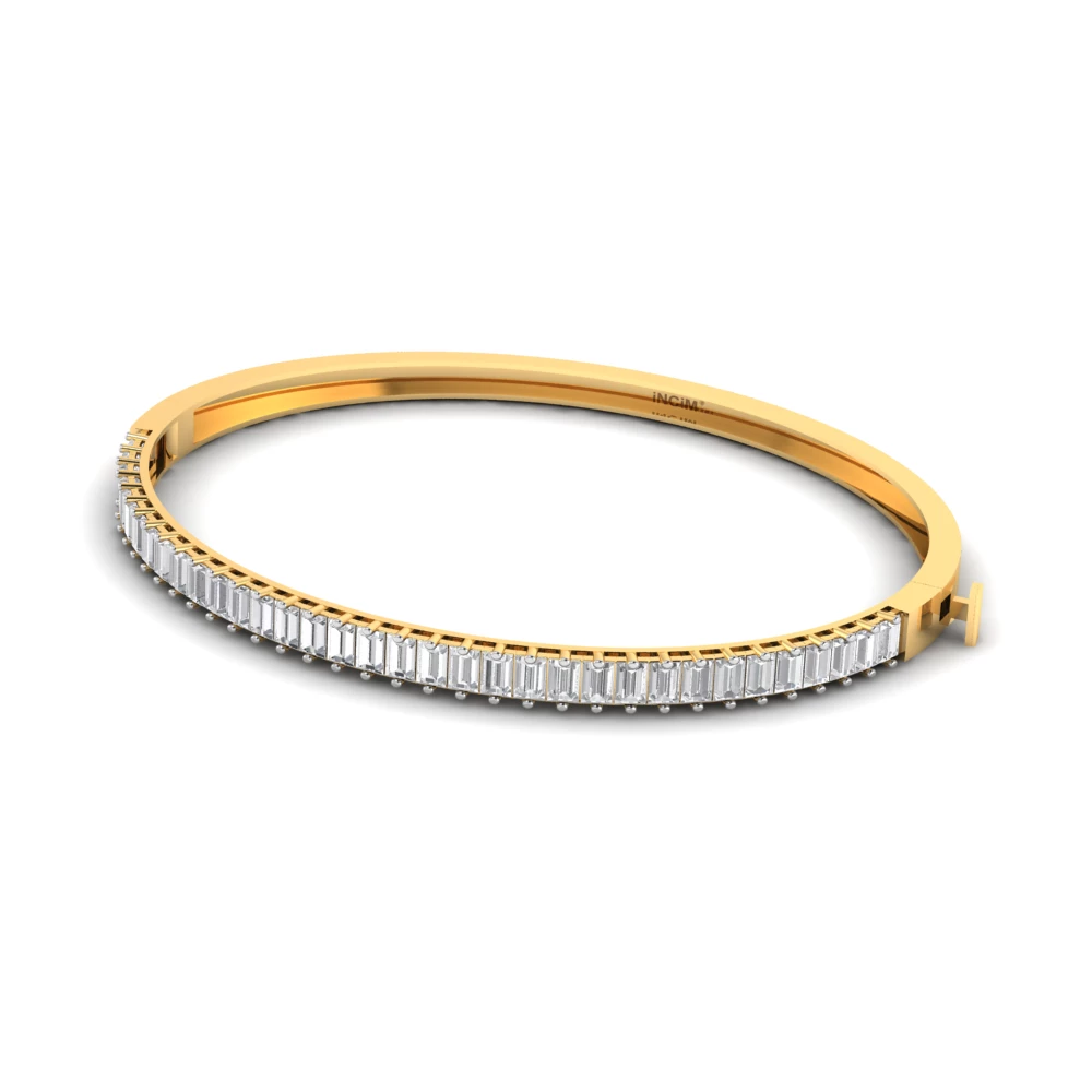 Pargold Solid Gold Golden Horizon Line Bangle -Gold_Diamond_Diamond_Static_Gold