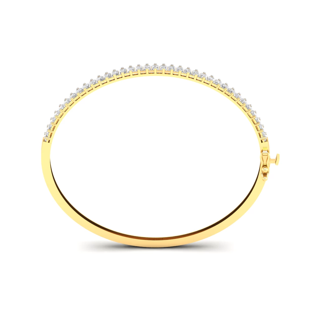 Pargold Solid Gold Golden Horizon Line Bangle -Gold_Diamond_Diamond_Static_Gold