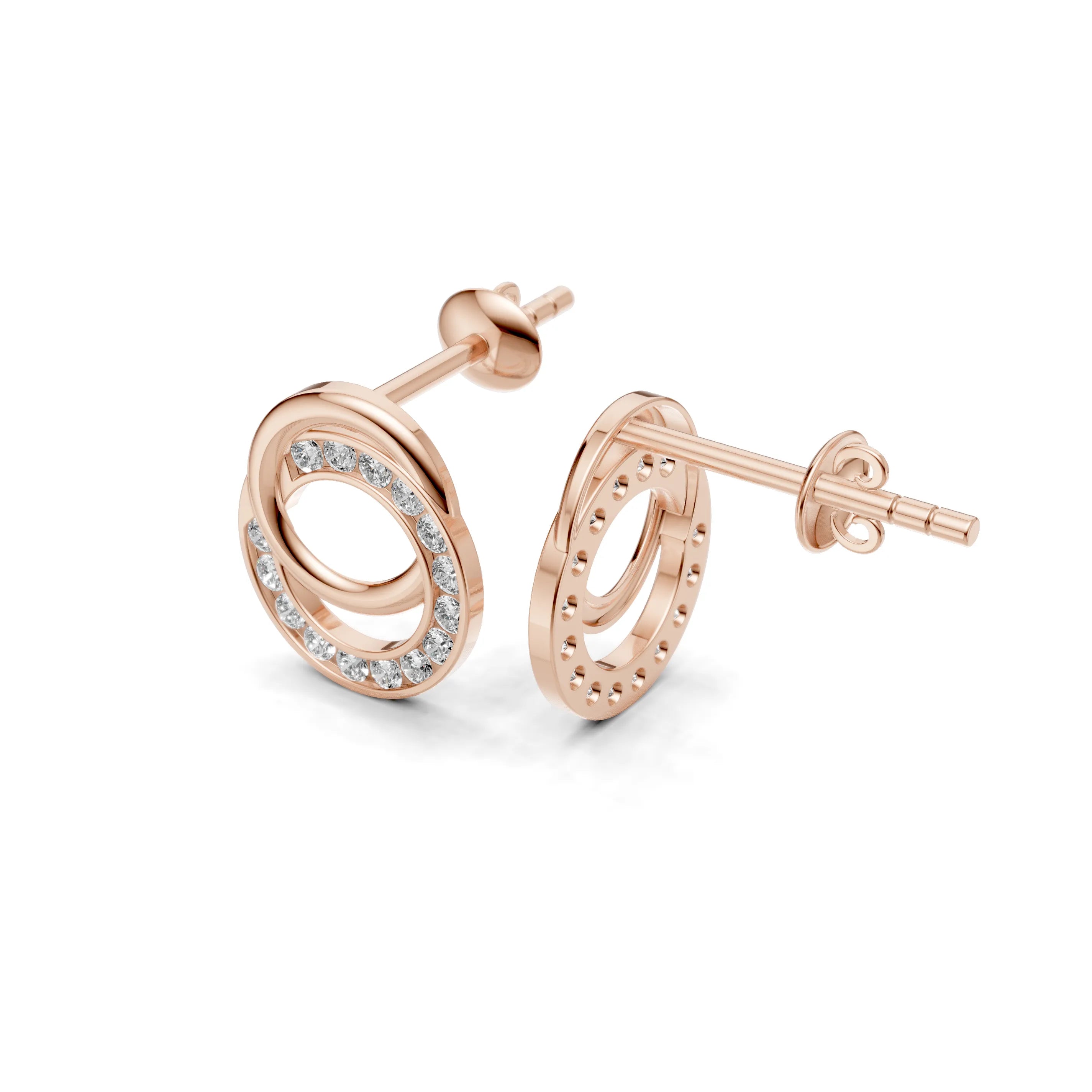 Pargold Solid Gold Elegance Duo Loop Earrings -Rose_Diamond_Diamond_Static_Rose