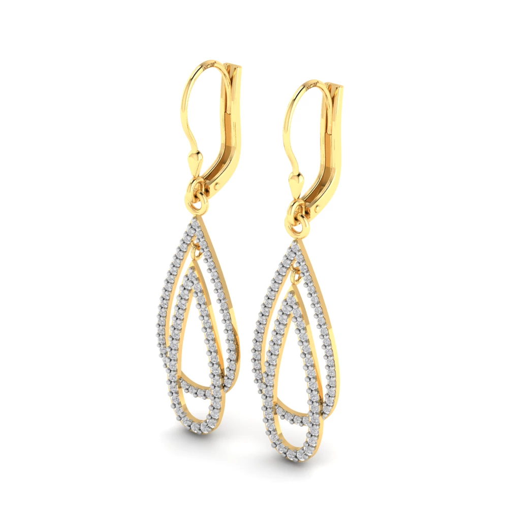 Pargold Solid Gold Radiant Teardrop Drop Earrings,  -Gold_Diamond_Diamond_Static_Gold