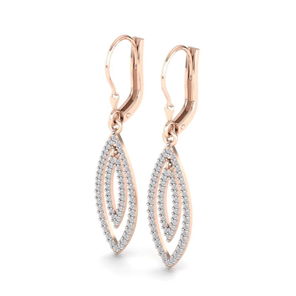 Pargold Solid Gold Luxe Silhouette Marquise Drop Earrings -Rose_Diamond_Diamond_Static_Rose