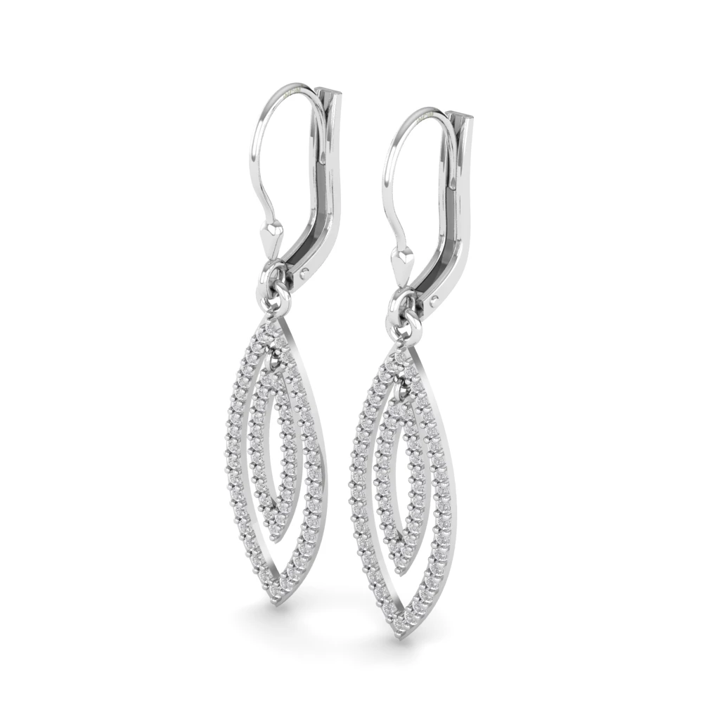 Pargold Solid Gold Luxe Silhouette Marquise Drop Earrings -Silver_Diamond_Diamond_Static_Silver