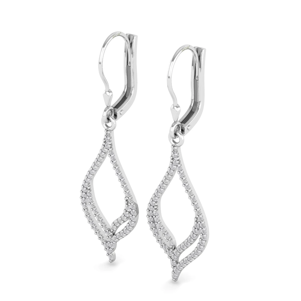 Pargold Solid Gold Pav√© Teardrop Silhouette Earrings -Silver_Diamond_Diamond_Static_Silver