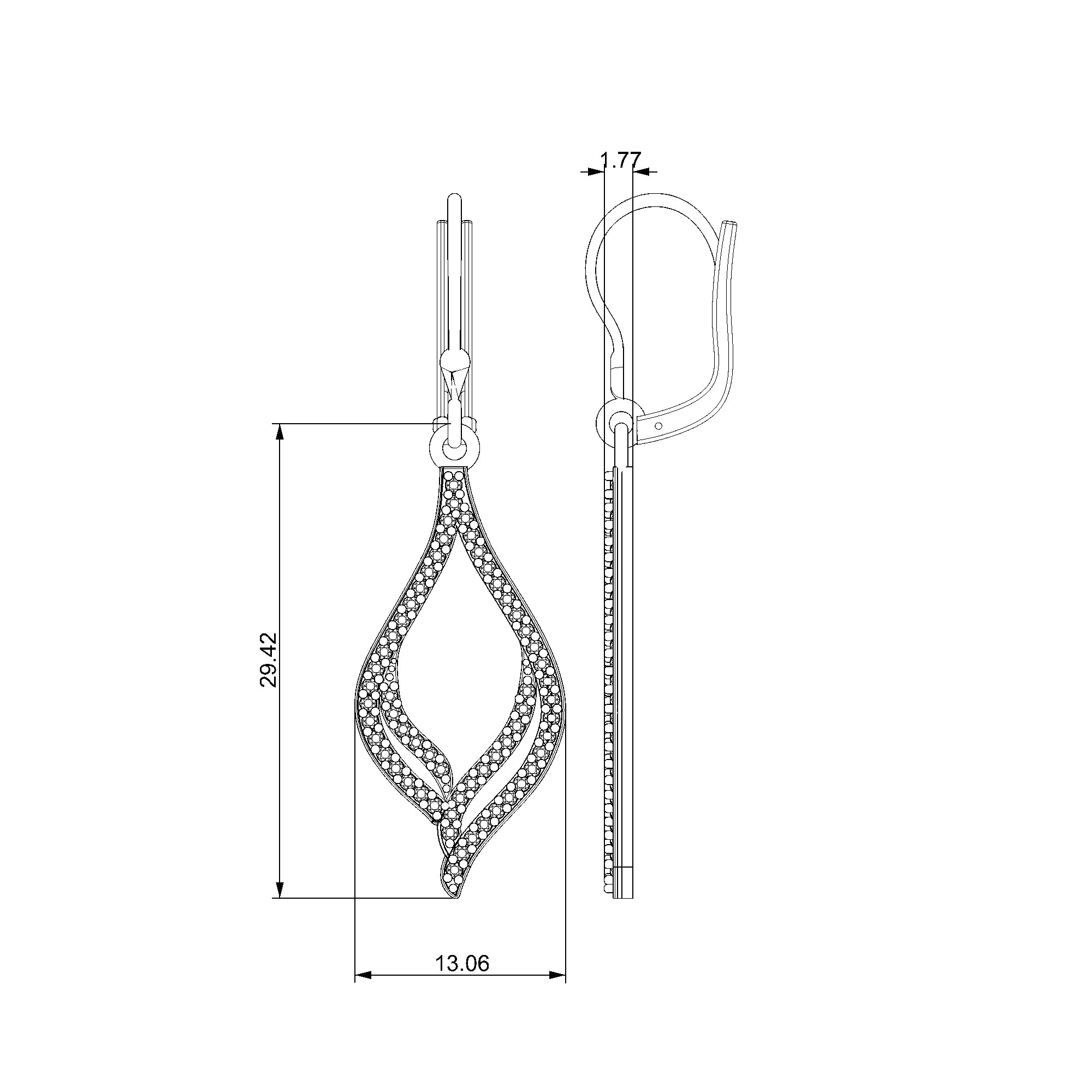 Pargold Solid Gold Pavé Teardrop Silhouette Earrings-Static