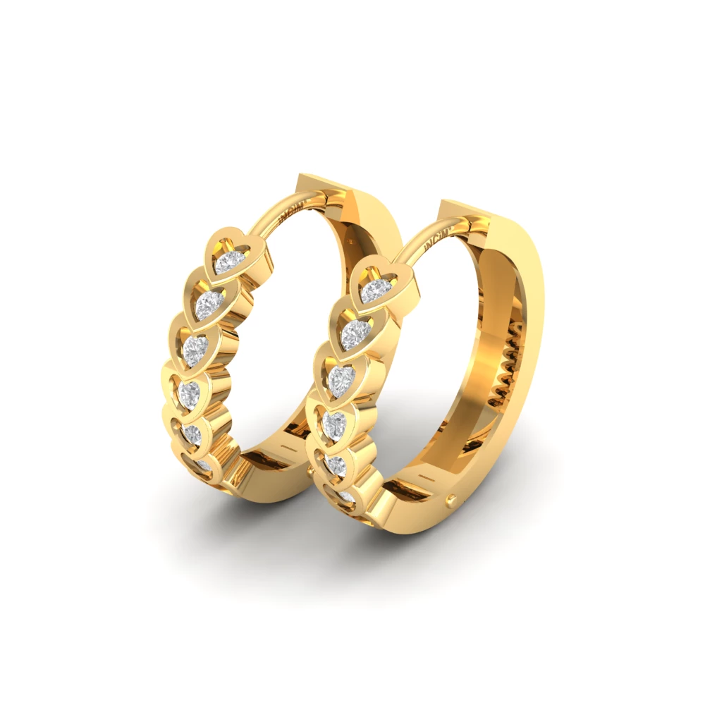 Pargold Solid Gold Hearts Harmony Hoop Earrings -Gold_Diamond_Diamond_Static_Gold