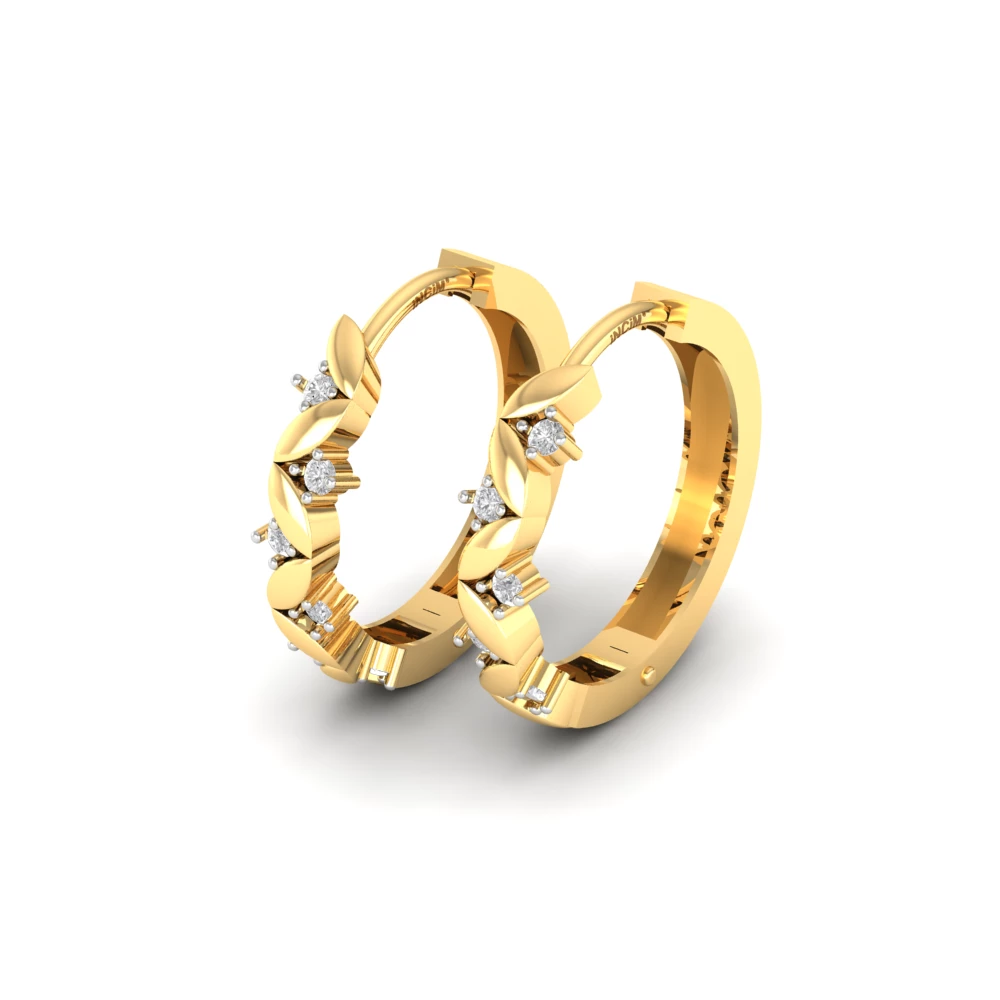 Pargold Solid Gold Petal Gleam Hoop Earrings -Gold_Diamond_Diamond_Static_Gold