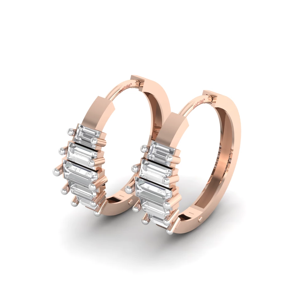 Pargold Solid Gold Luminous Line Hoop Earrings -Rose_Diamond_Diamond_Static_Rose