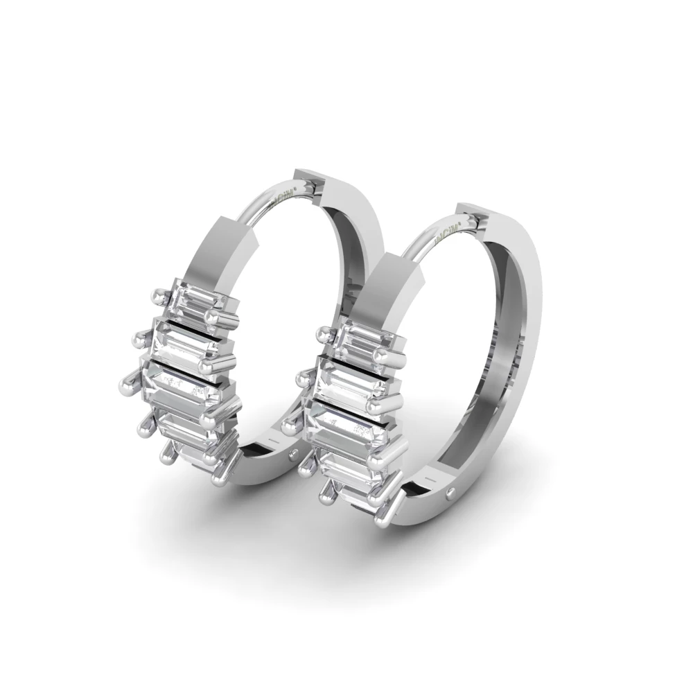 Pargold Solid Gold Luminous Line Hoop Earrings -Silver_Diamond_Diamond_Static_Silver