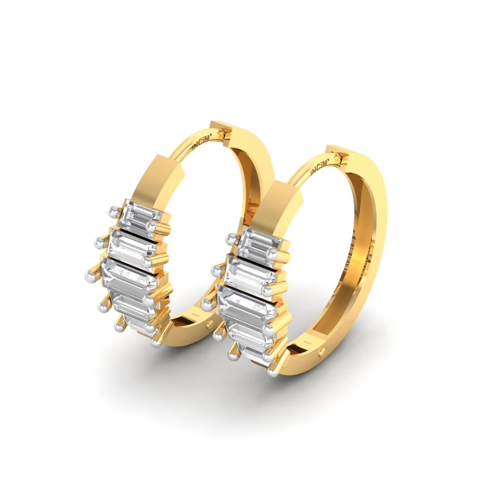 Pargold Solid Gold Luminous Line Hoop Earrings -Gold_Diamond_Diamond_Static_Gold